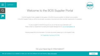 BOS - Log-in Supplier Portal