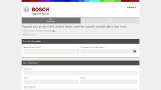 Bosch: Register Your Product