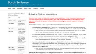 Bosch Settlement - Claim Registration