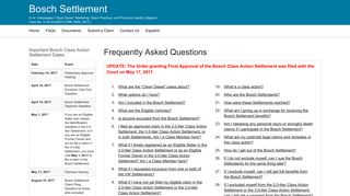 Bosch Settlement - Frequently Asked Questions