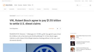 VW, Robert Bosch agree to pay $1.55 billion to settle U.S. diesel ...