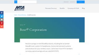 Bose® Corporation | MTA Benefits