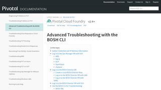 Advanced Troubleshooting with the BOSH CLI | Pivotal Docs