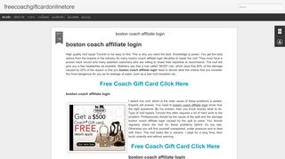 boston coach affiliate login | freecoachgiftcardonlinetore