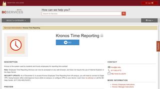 Kronos Time Reporting - BC Services - Boston College