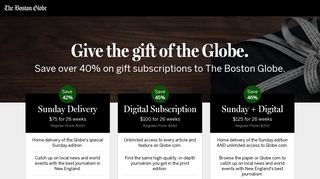Gift The Boston Globe: Digital and Home Delivery Subscriptions