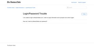 Login/Password Trouble – The Boston Globe