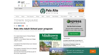 Palo Alto Adult School poor program | Town Square | Palo Alto Online |