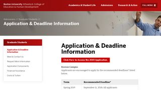 Application & Deadline Information | Wheelock ... - Boston University