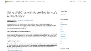 Using WebChat with Azure Bot Service's Authentication - Microsoft ...