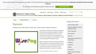 Payments - Bottisham Village College