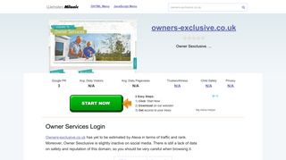 Owners-exclusive.co.uk website. Owner Services Login.