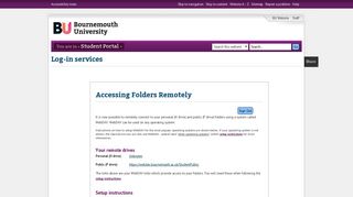 Log-in services - Student portal - Bournemouth University