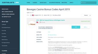 Bovegas Casino Bonus Codes February 2019 - GAMBLERSLAB.COM