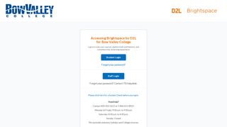 D2L Login Page - Bow Valley College