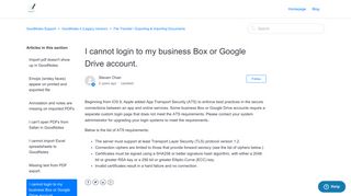 I cannot login to my business Box or Google Drive account ...