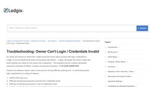 Troubleshooting: Owner Can't Login / Credentials Invalid | User ...