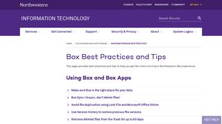 Box Best Practices and Tips: Information Technology - Northwestern ...