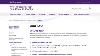 Box FAQ: Weinberg College - Northwestern University