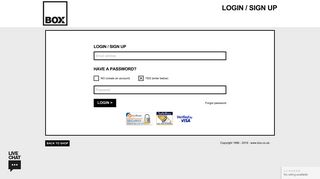 Login / Sign Up at box.co.uk