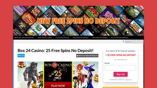 Box 24 Casino: 25 Free Spins No Deposit! - New Free Spins No Deposit