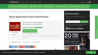 $50 no deposit bonus free at Box24 Casino