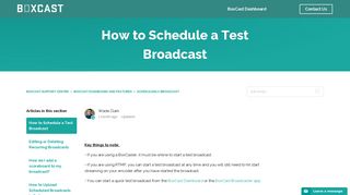 How to Schedule a Test Broadcast – BoxCast Support Center
