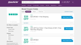 $25 Off Boxed Coupon, Promo Codes - RetailMeNot