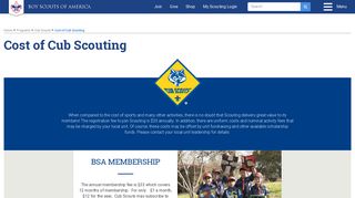 Cost of Cub Scouting | Boy Scouts of America