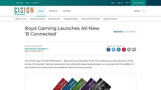 Boyd Gaming Launches All-New 'B Connected' - PR Newswire