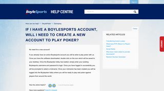 If I have a Boylesports account, will I need to create a new account to ...