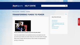 Transferring funds to poker – How can we help?