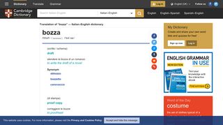 bozza | definition in the Italian-English Dictionary - Cambridge Dictionary