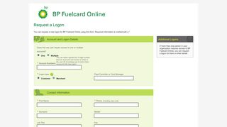 Request A Logon - BP Fuelcard Online