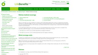 BP Life Benefits (Core US Benefits) - Retiree medical coverage