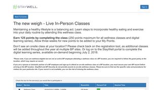 The new weigh - Live In-Person Classes - Register My Time -