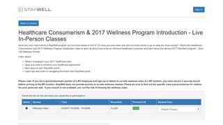Healthcare Consumerism & 2017 Wellness ... - Register My Time -