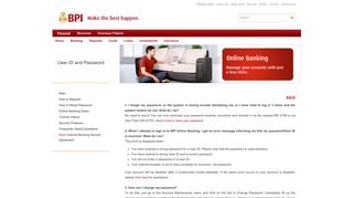 User ID and Password - BPI