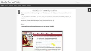 Reset Password with BPI Express Online | Helpful Tips and Tricks