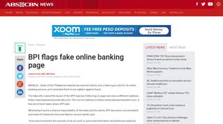 BPI flags fake online banking page | ABS-CBN News