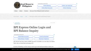 BPI Express Online Login and BPI Balance Inquiry - Send Money to ...