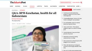 Q&A: BPJS Kesehatan, health for all Indonesians - Opinion - The ...