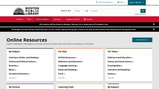 Online Resources | Boston Public Library