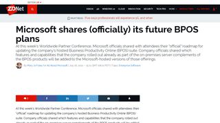 Microsoft shares (officially) its future BPOS plans | ZDNet