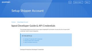 bpost Developer Guide & API Credentials – Postmen
