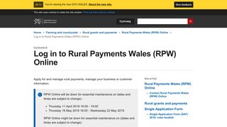Log in to Rural Payments Wales (RPW) Online | beta.gov.wales