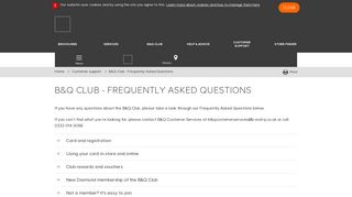 Customer support | B&Q Club - Frequently Asked Questions | DIY at B&Q