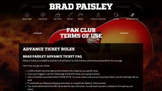 Brad Paisley Fan Club | Terms Of Use