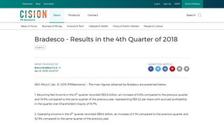Bradesco - Results in the 4th Quarter of 2018 - PR Newswire