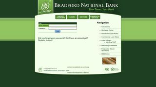 Login - Bradford National Bank
